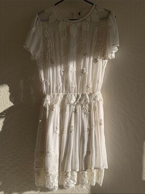 Revolve Olcay Gulsen White Embroidered Dress